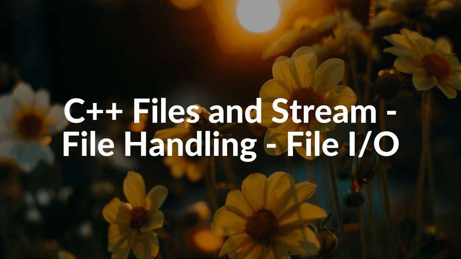 C++ Files and Stream File Handling File I/O