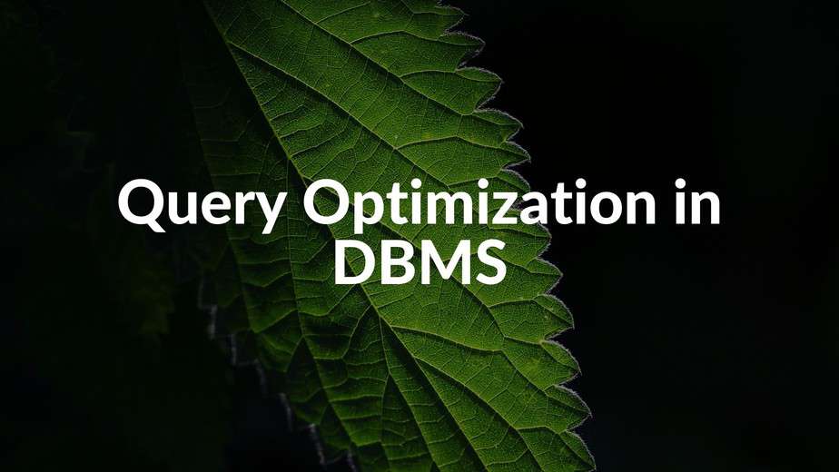 Query Optimization In DBMS - Query Optimization In SQL