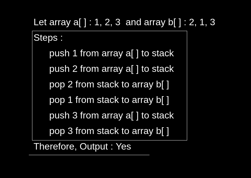 Stack Permutations (Check if an array is stack permutation of other)